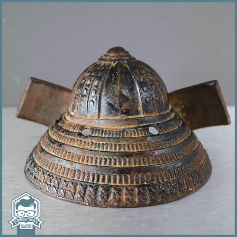 RARE!!! Antique Quarter Scale Cast Iron and Brass Samurai Helmet!!!