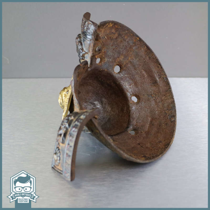 RARE!!! Antique Quarter Scale Cast Iron and Brass Samurai Helmet!!!