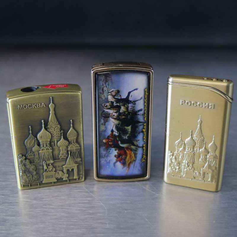 Original Russian Brass Novelty Lighter Collection - Tested, Will Need Refilling