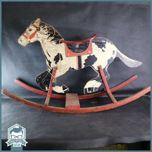 RARE!!! Large 1940`s Happy Land Playthings Pinto Rocking Horse - Made in the USA