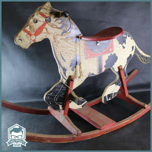 RARE!!! Large 1940`s Happy Land Playthings Pinto Rocking Horse - Made in the USA