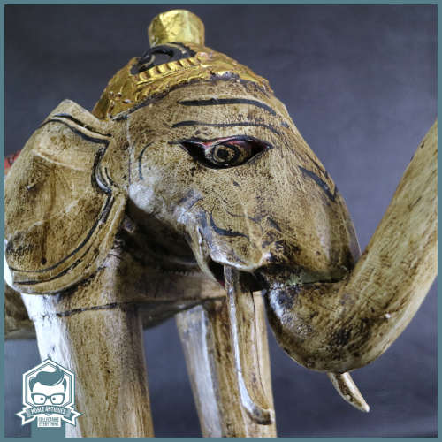 Large Ornate Hand Crafted Wood Oriental Elephant!!! 500mm x 350mm
