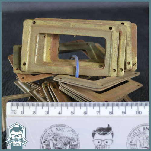 Massive Vintage Brass and Metal Shelf Labeling Fixtures - Over 40!!! Bis For All!!!