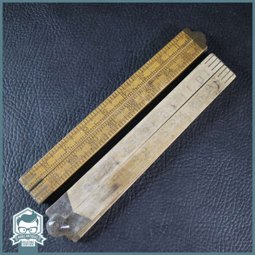Original Vintage Wood and Brass Carpentry Rulers!!!