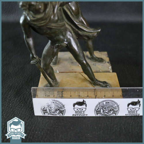 Two Antique Bronze Roman Soldiers on marble plinths!!! One plinth Repaired