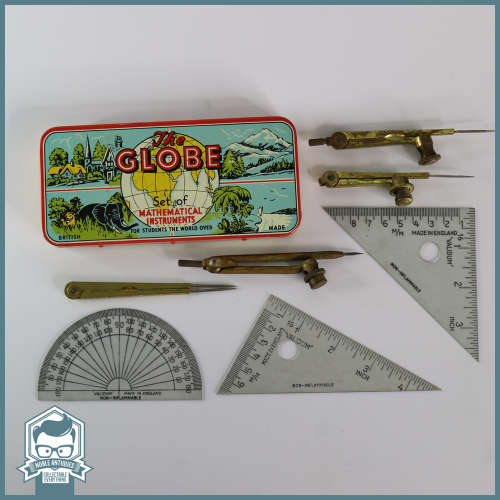 Vintage 1960`s English Lithographed Mathematical Instruments Student Set!!!!