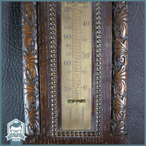 Antique English Brass and Carved Wood Barometer!!!