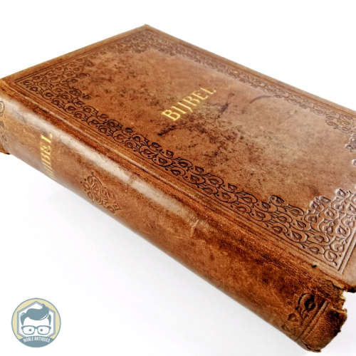 RARE!!! Antique Dutch Leather Bound Bijbel - First Page Torn, Otherwise Very Good Condition!!!
