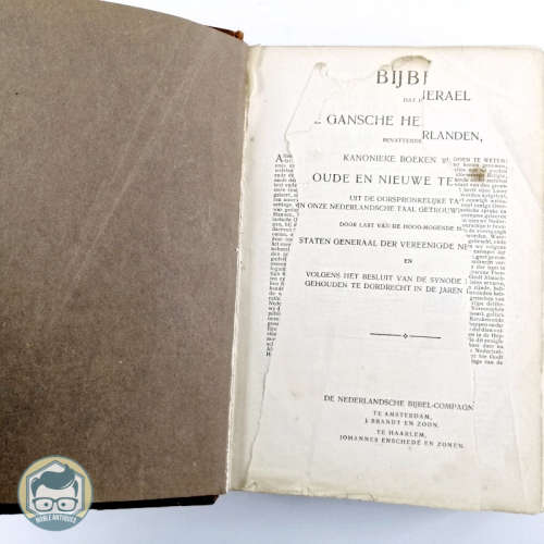 RARE!!! Antique Dutch Leather Bound Bijbel - First Page Torn, Otherwise Very Good Condition!!!