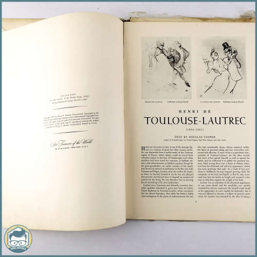 Large Original 1950`s Abrams Art book - Toulouse Lautrec With Color Plates!!!