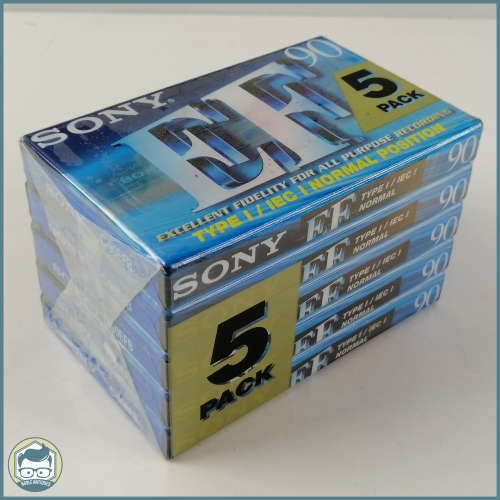 Sealed Vintage 5 Pack Sony EF 90 Blank Recording Tapes!!!