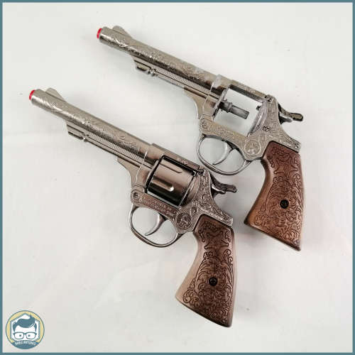 Two Vintage Die Cast Metal Cap Guns, One no Spool, Excellent Working Condition!!!