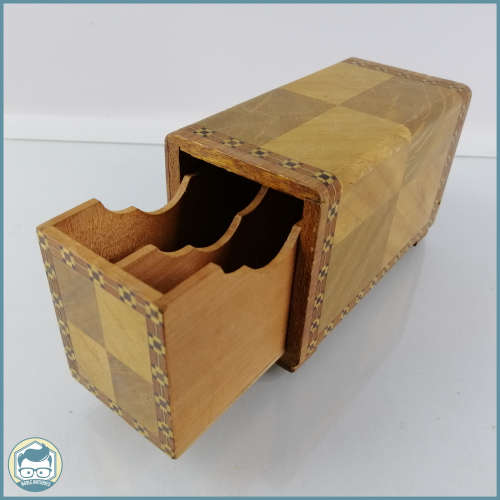 Handcrafted Wood and Veneer Inlay Secret Compartment Trinket Box!!!
