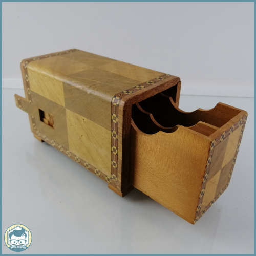 Handcrafted Wood and Veneer Inlay Secret Compartment Trinket Box!!!