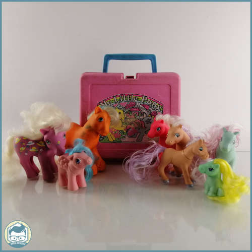 SUPER RARE!!! Original Vintage 1980`s My Little Pony Carry Case And Ponies!!!