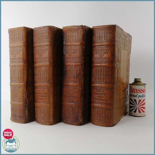 RARE!!! 4 Antique 1907 Leather Bound Historians` History Of The World (Set1)
