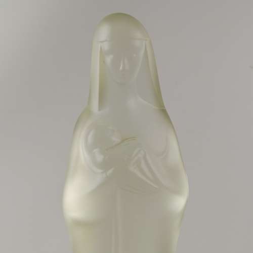 Spectacular!!! Original 1930`s Leerdam Holland Madonna Frosted Glass Statue!!!