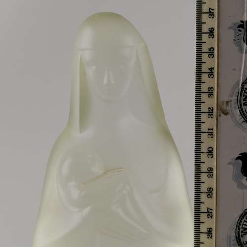 Spectacular!!! Original 1930`s Leerdam Holland Madonna Frosted Glass Statue!!!