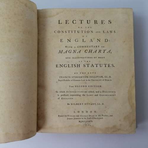 1776 Leather Bound Historical Treatise on the Feudal Law of England!!!