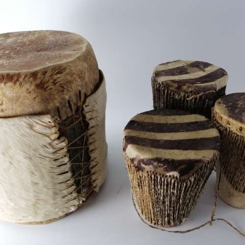 Large Zebra and Nguni Covered African Drum Collection!!! Bid For All!!!