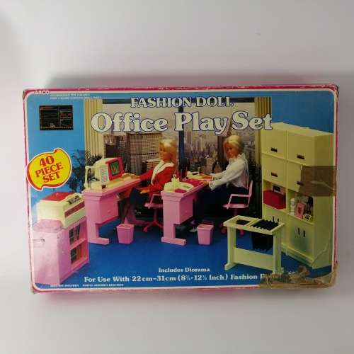 Super RARE!!! Vintage Boxed 1985 Arco Fashion Doll Office Play Set!!!