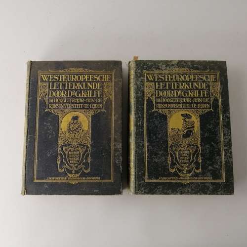 Decorative Foil on Cloth Covered 1923 and 1924 Dutch Literature Books, Bid For Both!!!
