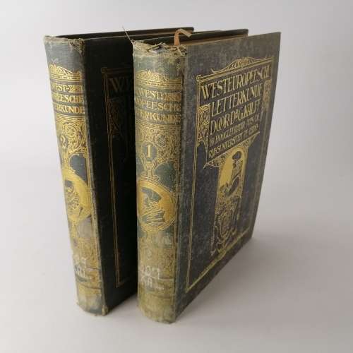 Decorative Foil on Cloth Covered 1923 and 1924 Dutch Literature Books, Bid For Both!!!