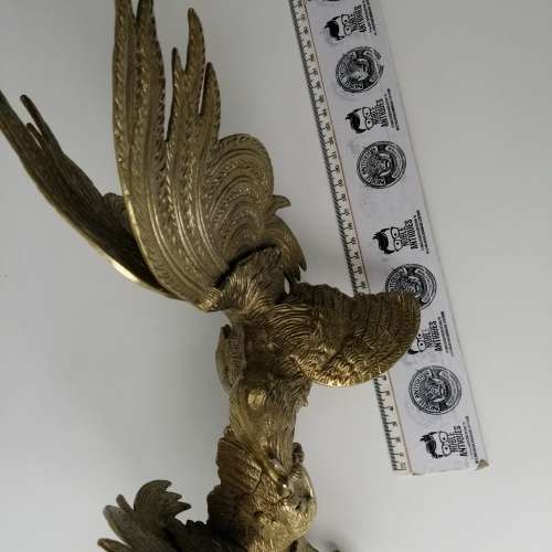 Two Large Silver Metal Fighting Cockrills!!! 27cm x 35cm
