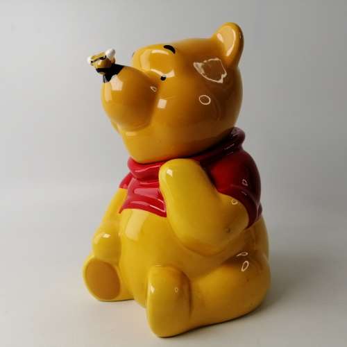 Large Glazed Ceramic Disney Winnie The Pooh Biscuit Container!!!