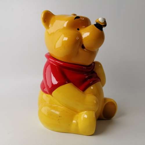 Large Glazed Ceramic Disney Winnie The Pooh Biscuit Container!!!