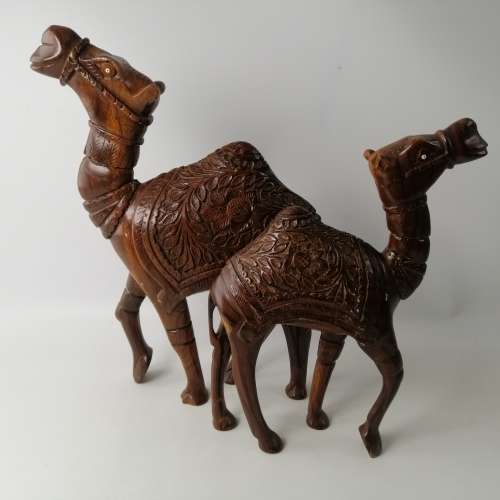 Two Large Hand Crafted Middle Eastern Rosewood Camels!!! Bid For Both!!!