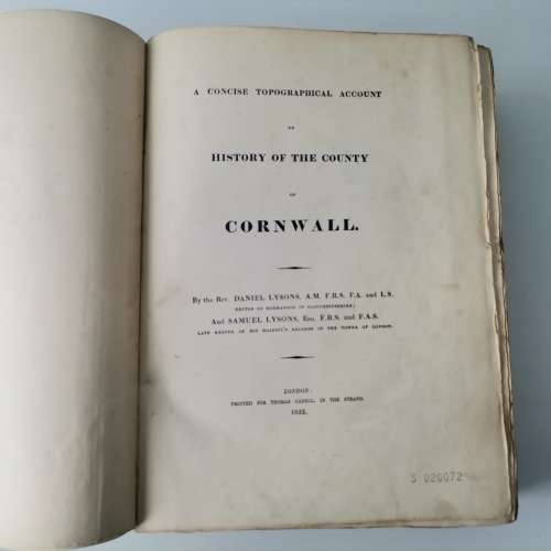 1822 Large Leather Spine - History of the County of Cornwall - With Maps and plates!!!