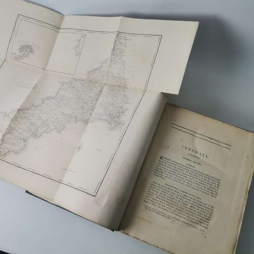 1822 Large Leather Spine - History of the County of Cornwall - With Maps and plates!!!