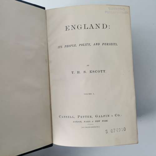 1800`s Leather Spine and Corner - England Its People, Polity and Pursuits Vol 1and 2!!!