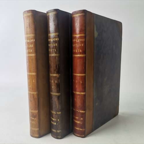 1860 Leather Spine and Corner - Less Known British Poets - Bid for 3 Volumes!!!