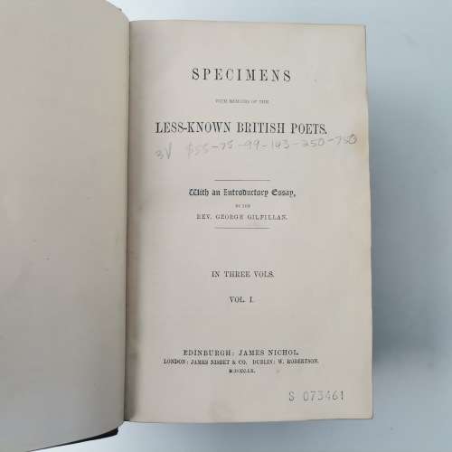 1860 Leather Spine and Corner - Less Known British Poets - Bid for 3 Volumes!!!