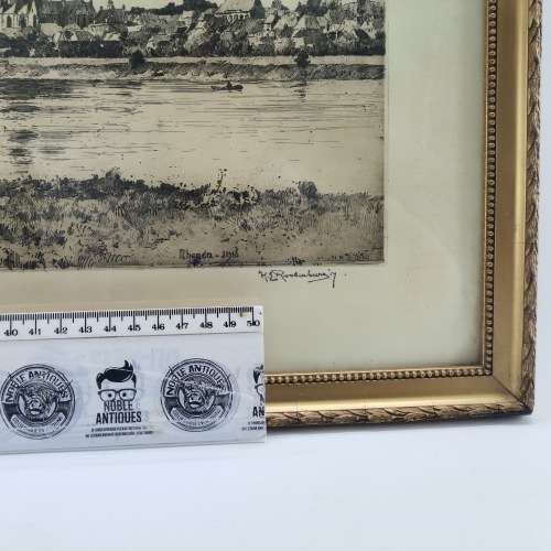 Framed Signed Original 1916 Landscape Etch by Hendrikus Elias Roodenburg!!! 600mm x 500mm