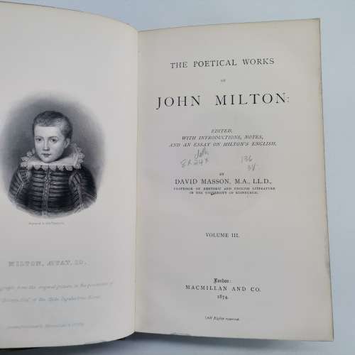 1874 Ornate Leather Bound  - The Poetical Works Of John Milton!!