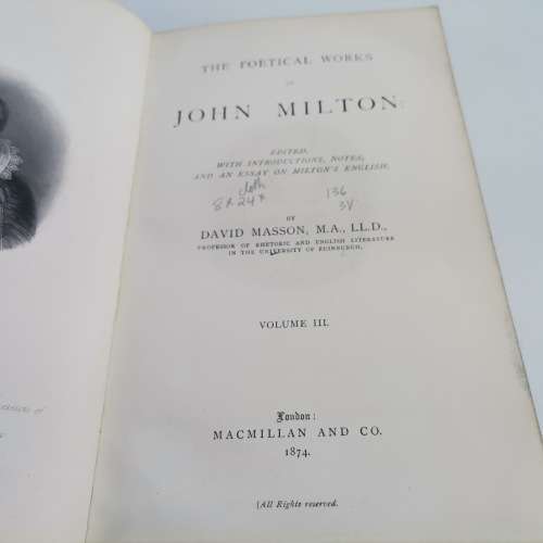 1874 Ornate Leather Bound  - The Poetical Works Of John Milton!!