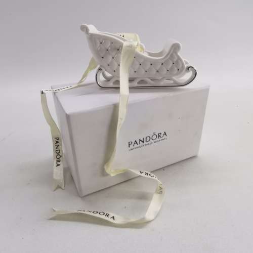 Original Boxed Pandora Porcelain Sleigh Christmas tree Ornament!!!