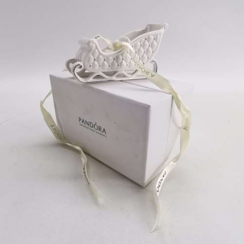 Original Boxed Pandora Porcelain Sleigh Christmas tree Ornament!!!