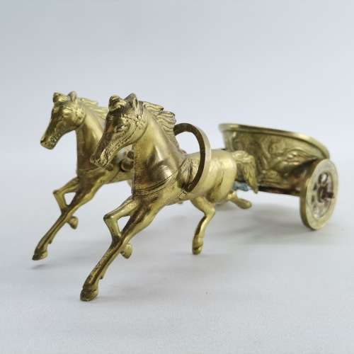 Antique Cast Brass Roman Chariot Sculpture!!!