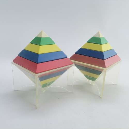 Vintage Hard Plastic Pyramid and Stand Brain Puzzles!!