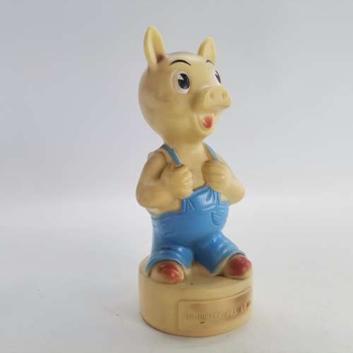 Vintage 1960`s Hard Rubber Fill Me Up Piglet Money Bank!!!