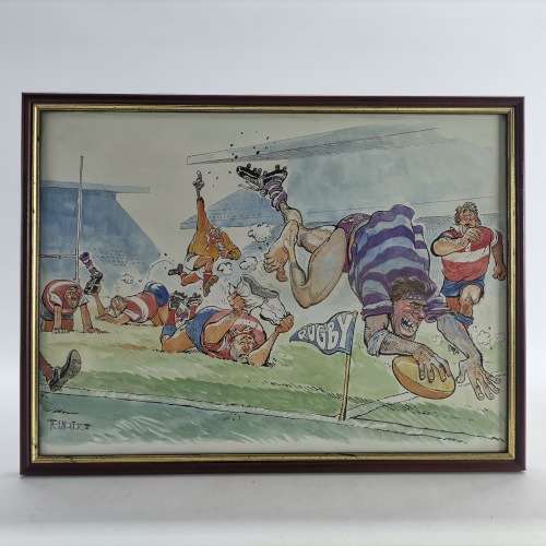 A3 Framed Rugby Comic Artwork!!! Print 2