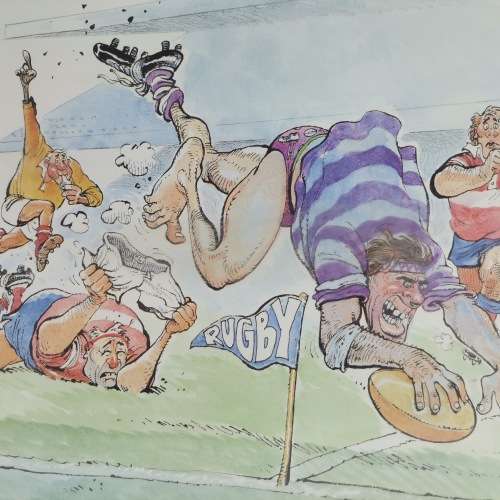 A3 Framed Rugby Comic Artwork!!! Print 2