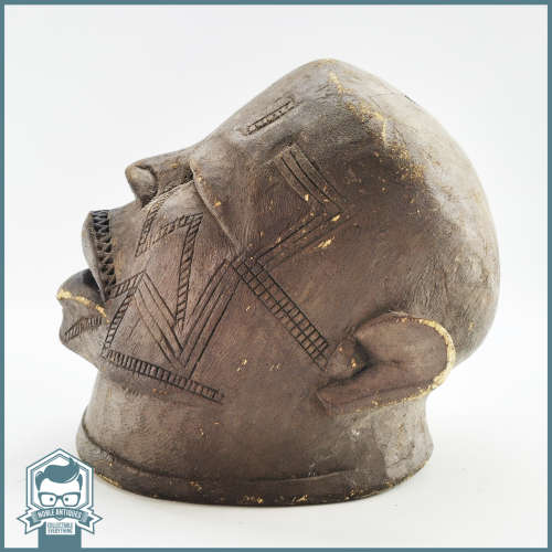 Large Antique African Wood Carved Hollow Head Mask!!