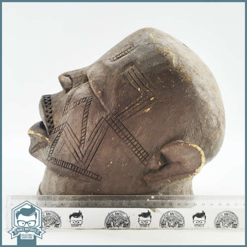 Large Antique African Wood Carved Hollow Head Mask!!