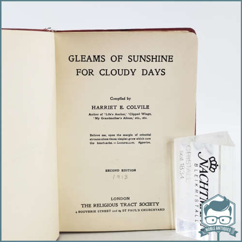 Antique Hard Cover : Gleams Of Sunshine For Cloudy Days by Harriet Colvile!!!