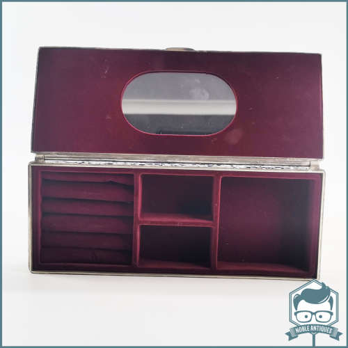 Spectacular!!! Large Ornate Silver Plate and Velvet Lined Jewelry Box!!!